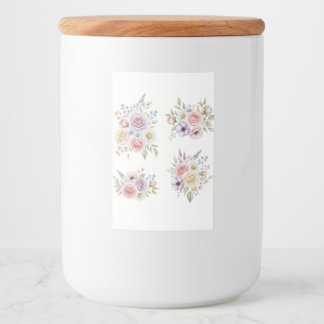 Rótulo Para Comida Embalagem com Clipe Floral de Boho de Watercolor -