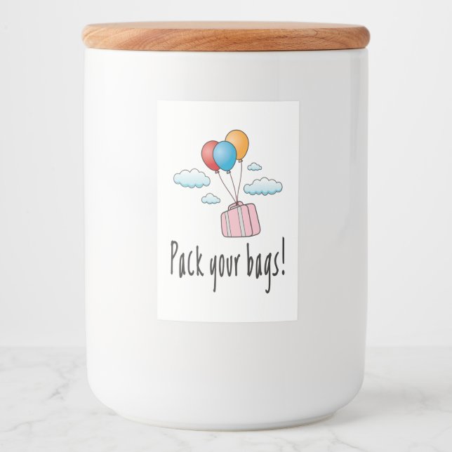 Rótulo Para Comida Embale suas bolsas e vamos de férias (Frente)