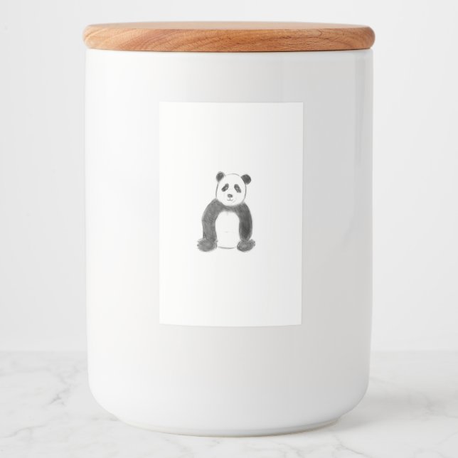 Rótulo Para Comida Esboço preto e branco do panda (Frente)