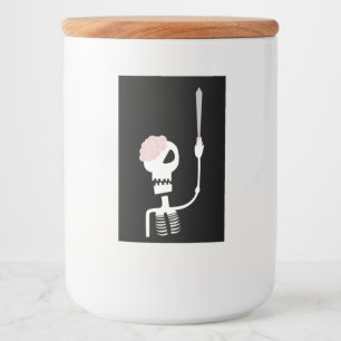 Rótulo Para Comida esqueleto de Halloween com uma espada