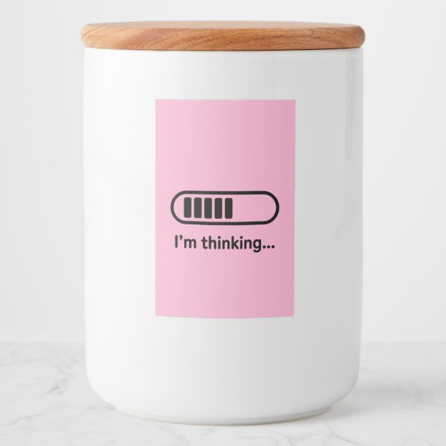 Rótulo Para Comida Estou Pensando... Barra de Progresso Rosa Minimali (Frente)