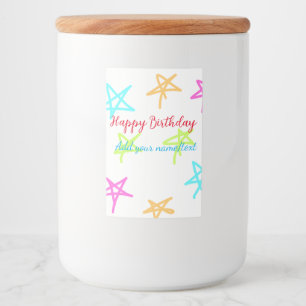 Rótulo Para Comida Estrelas coloridas feliz aniversário adicionar nom