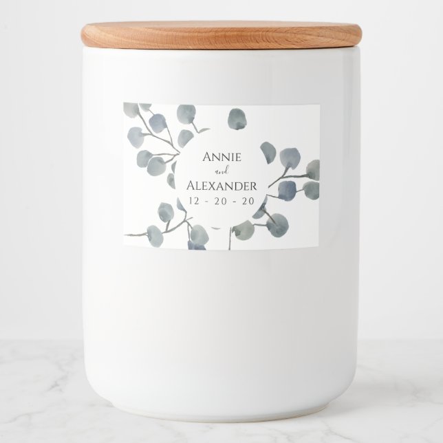 Rótulo Para Comida Eucalyptus Greenery Botanical Watercolor (Frente)