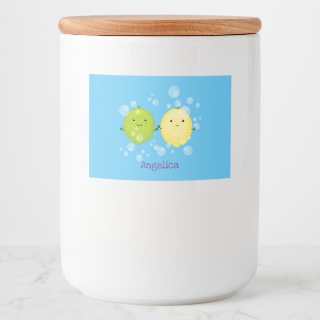 Rótulo Para Comida Exemplo de desenho animado de limão de limão feliz (Frente)