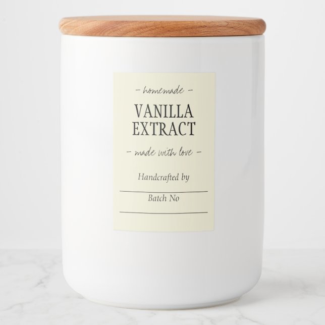 Rótulo Para Comida Extrato de baunilha artesanal amarelo (Frente)