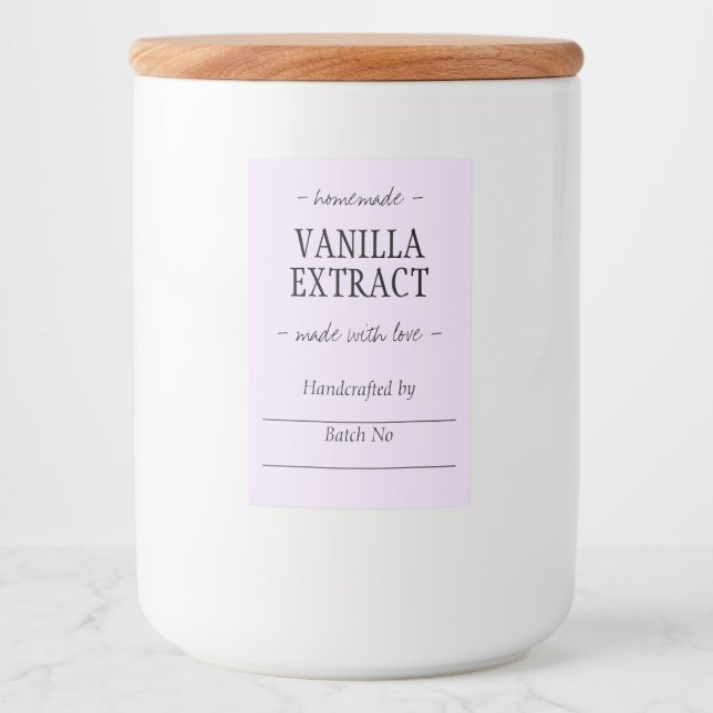Rótulo Para Comida Extrato de Baunilha Caseiro Artesanal Lilac (Frente)