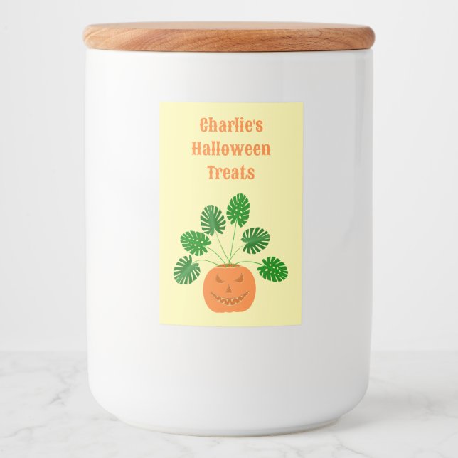 Rótulo Para Comida Fábrica de Monstera do Halloween, Personalizada em (Frente)