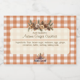 Rótulo Para Comida Fall Woodland Greenery Gingham