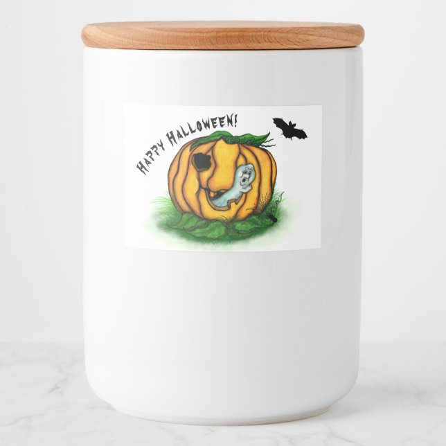 Rótulo Para Comida Fantasma do Halloween, Bat, Ghost e Spider (Frente)