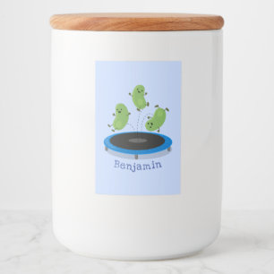 Rótulo Para Comida Feijão verde-grão-branco em cartoon trampoline