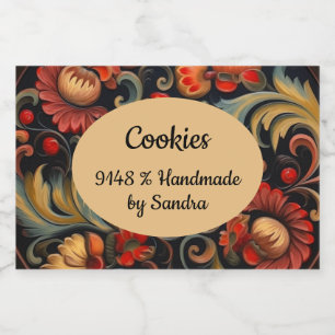 Rótulo Para Comida Feito à mão por seu nome Rosepaint Rosemaling 6 de