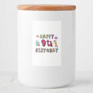 Rótulo Para Comida Feliz 9.º aniversário para crianças de 9 anos p
