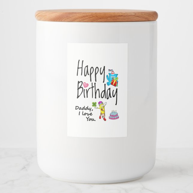 Rótulo Para Comida Feliz aniversário. Pai que te amo. (Frente)