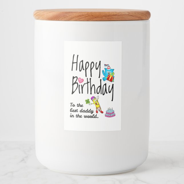 Rótulo Para Comida Feliz aniversário para o melhor pai do mundo (Frente)