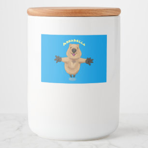 Rótulo Para Comida Feliz design de desenho de quokka