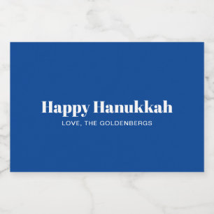 Rótulo Para Comida Feliz Hanukkah, branco minimalista, personalizado