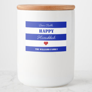Rótulo Para Comida Feliz Hanukkah ou o seu texto, branco azul