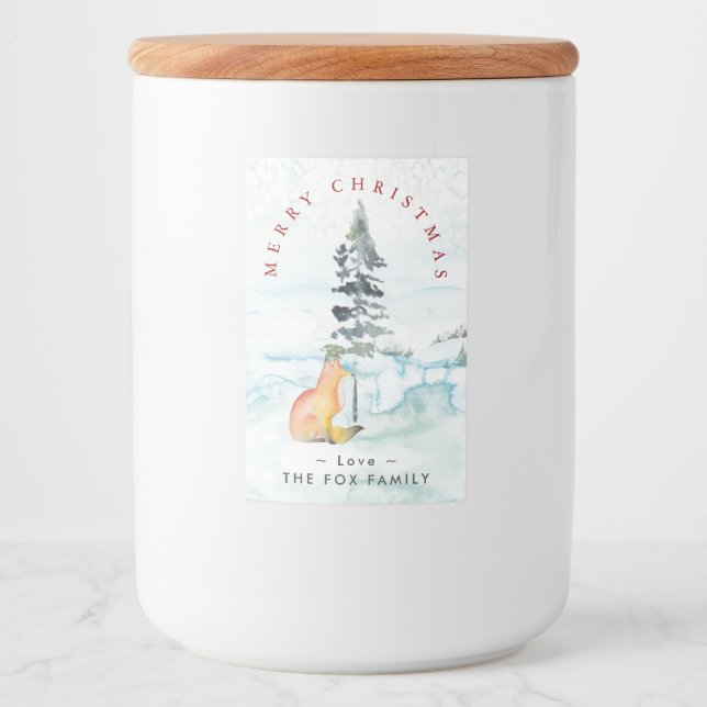 Rótulo Para Comida Feliz Natal Deseja Água Fox Inverno (Frente)