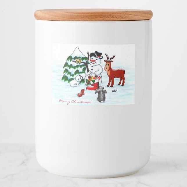 Rótulo Para Comida Feliz Natal! Neve com Amigos (Frente)