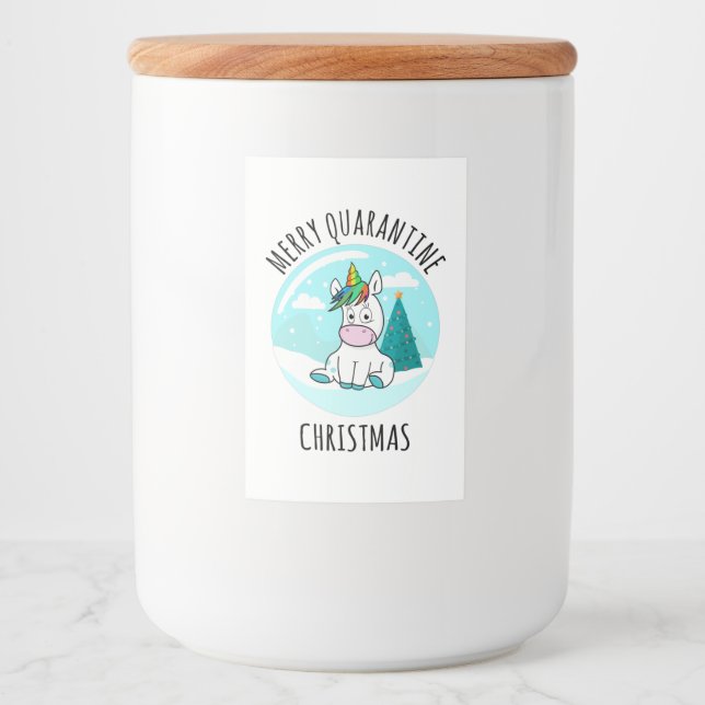 Rótulo Para Comida Feliz Quarantine Christmas Unicorn (Frente)