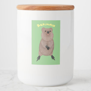 Rótulo Para Comida Feliz sorriso, design de desenho animado de quokka
