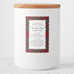 Rótulo Para Comida Feriado Clássico de Tartan Vermelho