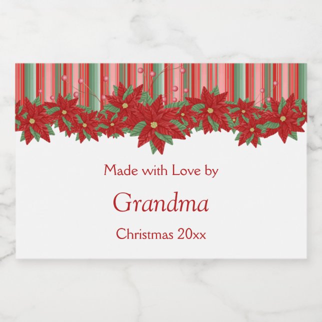 Rótulo Para Comida FesNatal Vermelho Poinsetos Vermelhos (Rótulo Único)