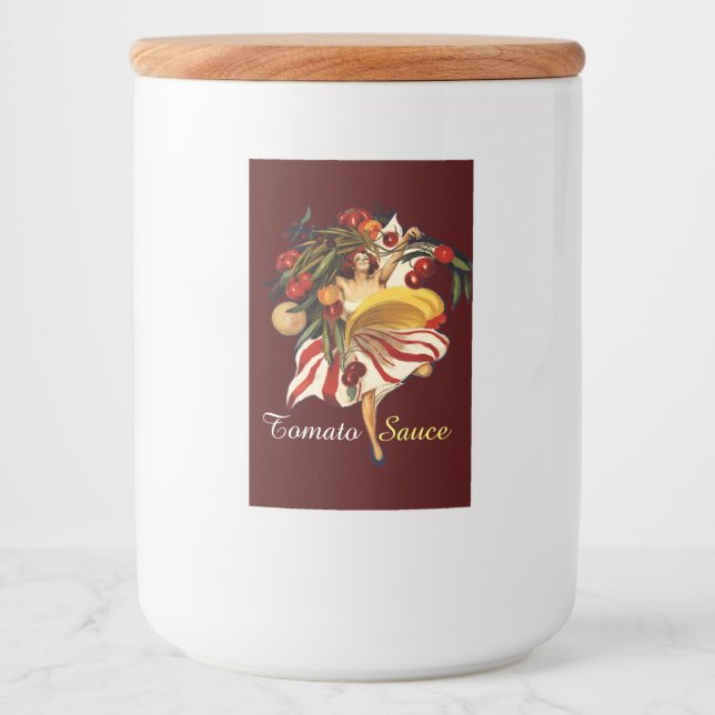 RÓTULO PARA COMIDA FESTA DE DANÇA DE ESPAGUETE, MOLHO DE TOMATE DA CO (Frente)