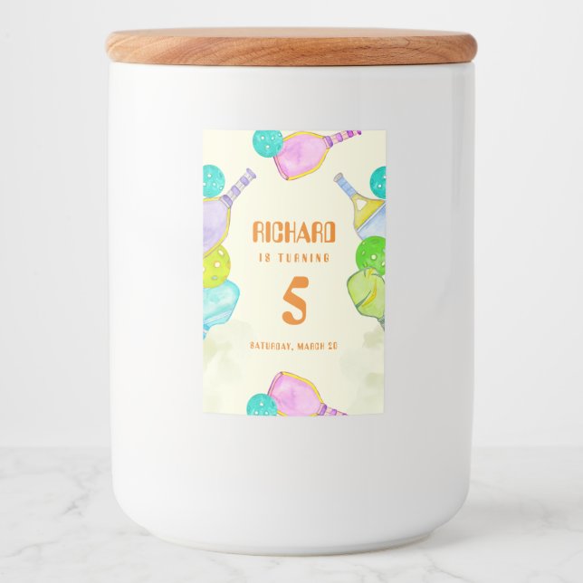 Rótulo Para Comida Festa Desportiva Pickleball em Aquarela Pensava An (Frente)