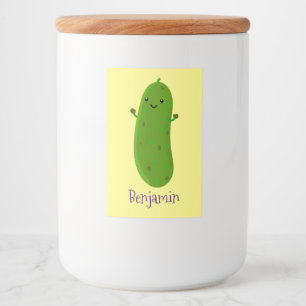 Rótulo Para Comida Figura de desenho animado de picles feliz