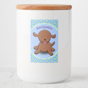 Rótulo Para Comida Figura de desenho azul de cachorro feliz e bonito