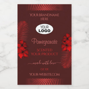 Rótulo Para Comida Floral Dark Red Product Labels Hawaii Flowers Logo