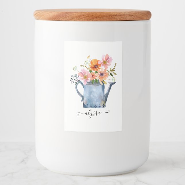 Rótulo Para Comida Floral De Aquarela Pintada À Mão (Frente)