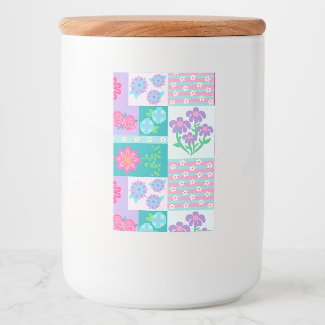 Rótulo Para Comida Flores Vibrantes em Flor Design (Frente)
