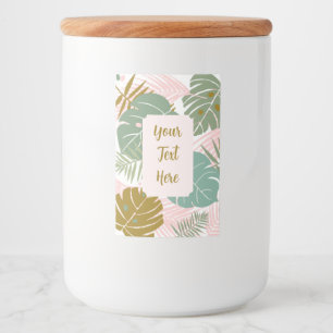 Rótulo Para Comida Folhagem Tropical - Padrão De Monstera E Folha De