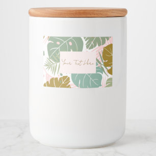 Rótulo Para Comida Folhagem Tropical - Padrão De Monstera E Folha De