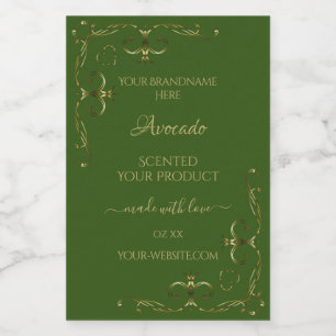 Rótulo Para Comida Forest Green Product Labels Gold Ornaments Corners