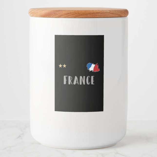 Rótulo Para Comida França Futebol Fan Camisa Bandeira Francesa (Frente)