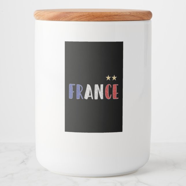 Rótulo Para Comida França Futebol Fan Camisa Bandeira Francesa (Frente)