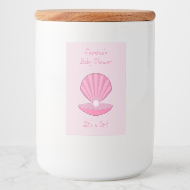 Rótulo Para Comida Garrafa de ostras rosa e Chá de fraldas de pérolas (Frente)