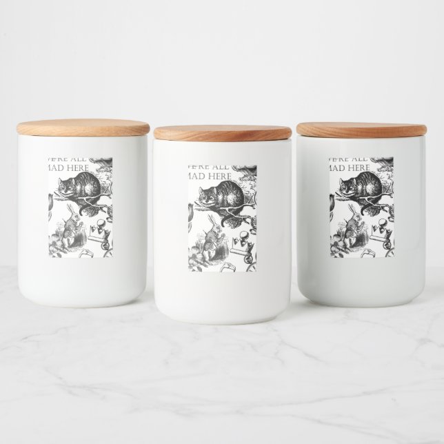 Rótulo Para Comida Gato de Cheshire clássico alice no país das maravi (Garrafas)