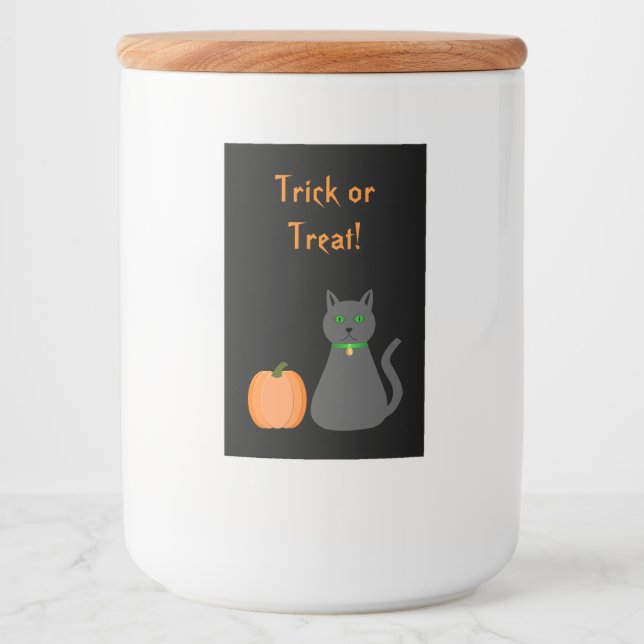 Rótulo Para Comida Gato e Abóbora de Halloween Bonitos Personalizados (Frente)