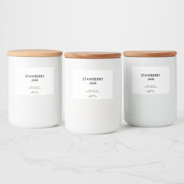 Rótulo Para Comida Geléia Caseira Minimalista Moderna Personalizada (Garrafas)