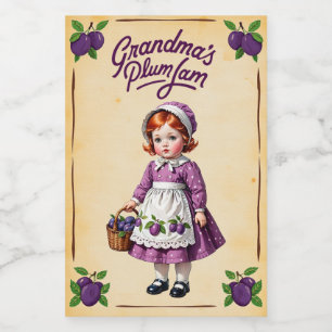 Rótulo Para Comida Geléia de Ameixa Vintage da Vovó