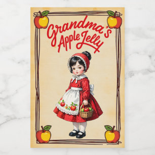 Rótulo Para Comida Geléia de Maçã Vintage da Vovó