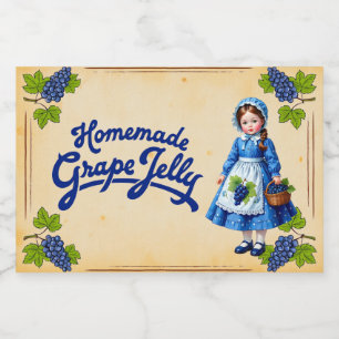 Rótulo Para Comida Geléia de Uva Caseira - Vintage