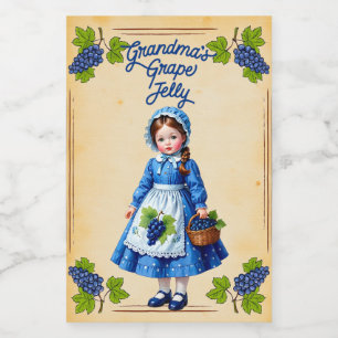 Rótulo Para Comida Geléia de Uva da Vovó Vintage