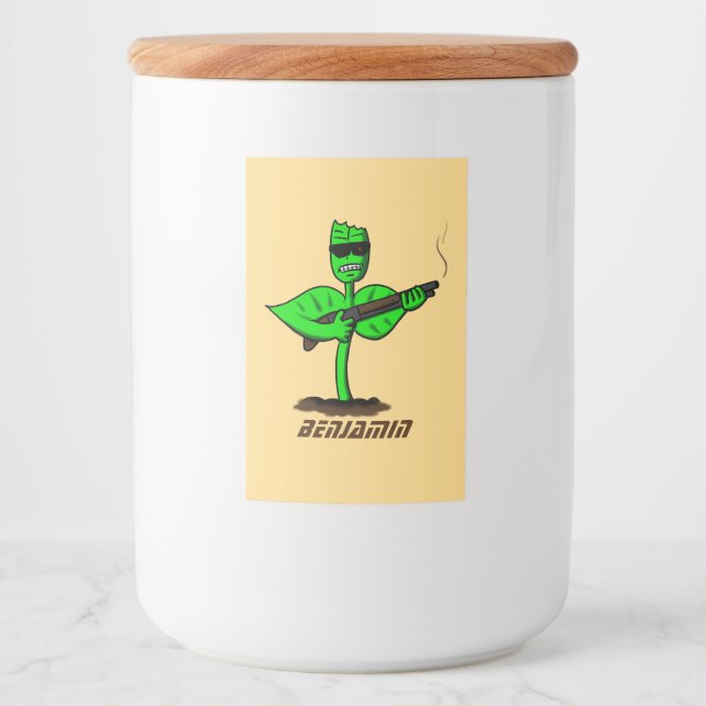 Rótulo Para Comida Germinador cyborg planta engraçada desenho animado (Frente)