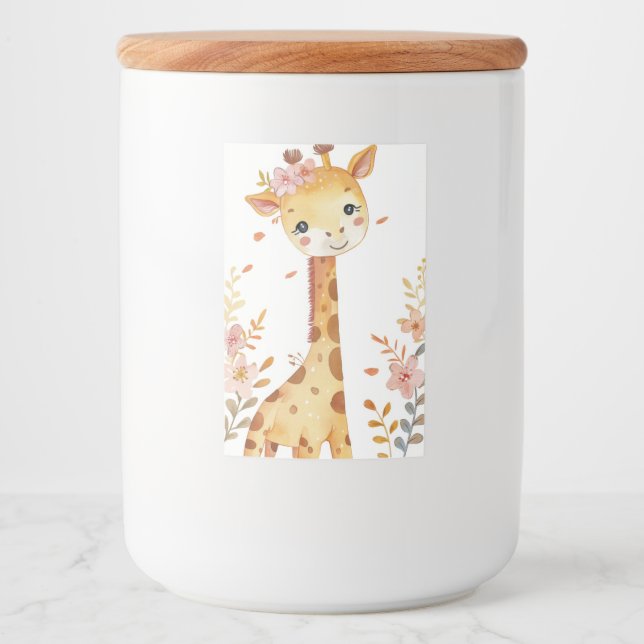 Rótulo Para Comida "Giraffe Whimsy Cerâmica Jar" (Frente)