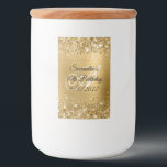 Rótulo Para Comida Glittery Dourado Glam Monograma 50th Birthday<br><div class="desc">Crie as suas mini etiquetas de vinho de aniversário para a sua celebração de 50º aniversário especial. Manter ou excluir o monograma inicial ou personalizar os estilos de script de caligrafia de rico em geral. O fundo de vidro feminino apresenta uma falso brilho dourado cintilante contra uma folha metálica fina...</div>
